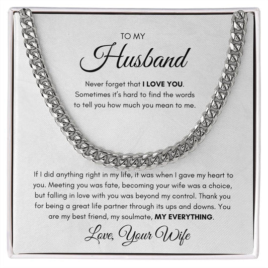 My Husband | I Love You - Cuban Link Chain